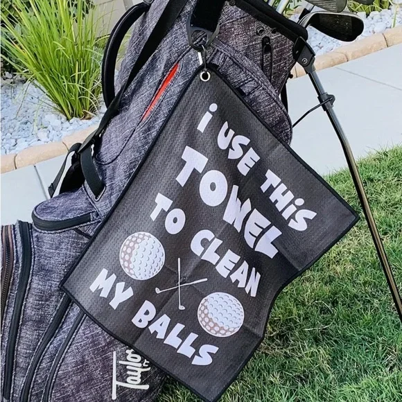 Golf Humor Black Towel - Picture 2 of 6